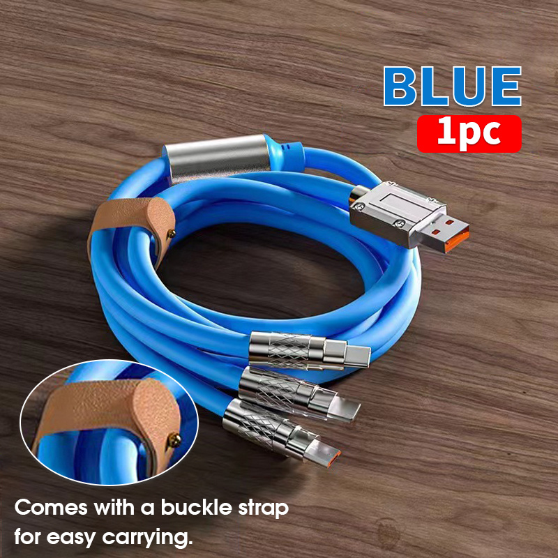 

1pc New Portable Quick Charging Usb Cable, Comes With Built-in Storage Strap, 3-in-1 Flashing Charging Cable, Android Phone , For Travel Use.