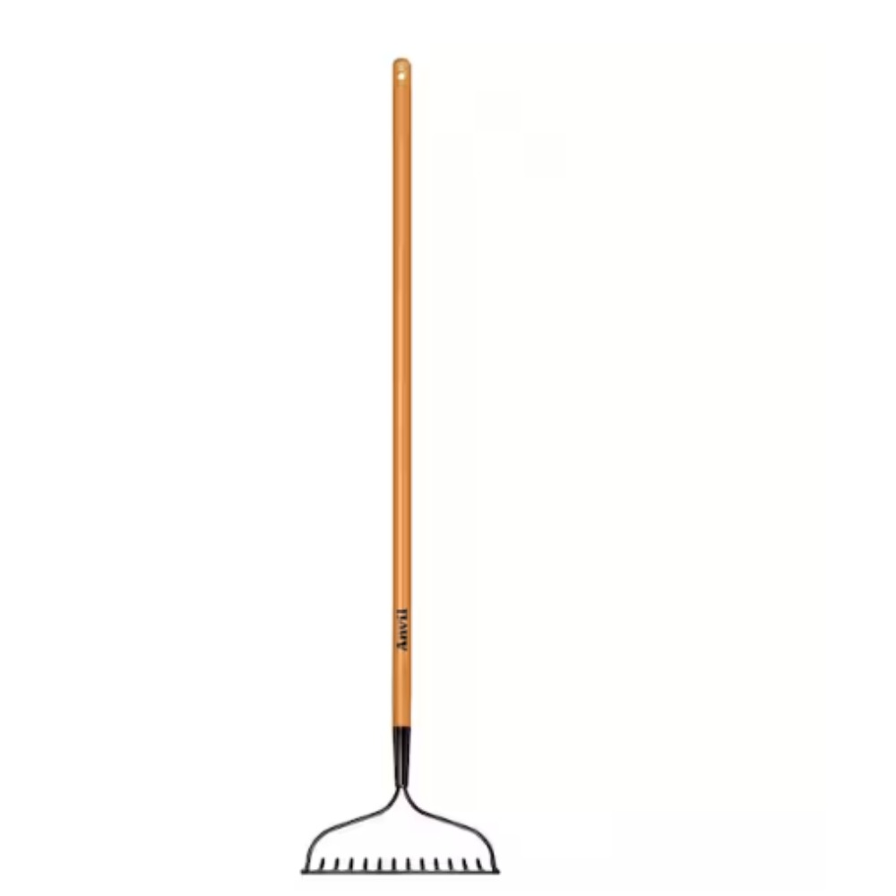 TEMU Garden Rake For Gardening, Heavy Duty Garden Rake For Lawns, 14 Bow Rake With Fiberglass Handle, 47 Inches