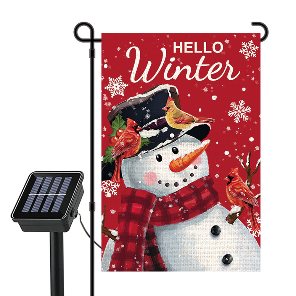 

Hello Winter Lighted Snowman Double Sided 12 * 18 Small Garden Flag Solar Led 8 Lighting With 16 Lights Patio Home And Outdoor Decor Christmas Decoration Outdoor Lawn Porch Decoration (snowman)