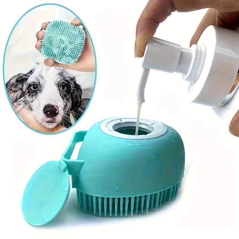 

2pcs Silicone Pet Shampoo Brush With Shampoo Storage - Gentle Massage And Grooming Tool For Dogs And Cats