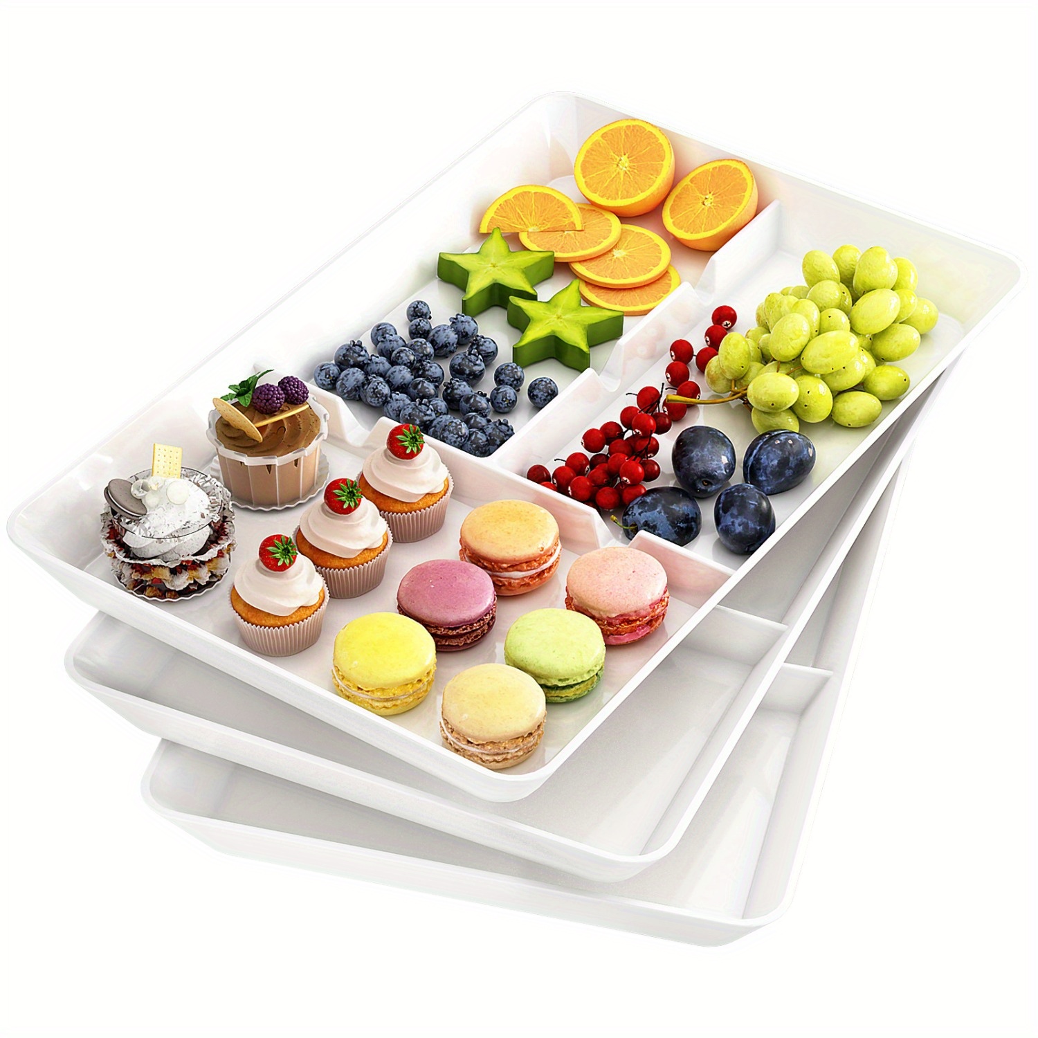 

3/4p Trays Plastic - Reusable For Buffets, Sandwiches, , Fruits, , Dinners - , Bar And Restaurant