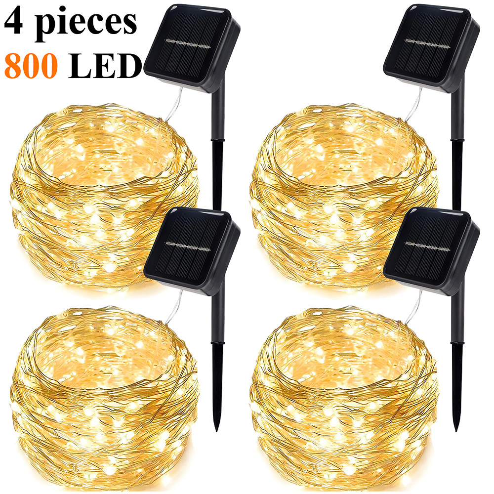 

Solar Outdoor String Lights, 2/4 Pack Extra-long 131/262ft 400/800 Led Copper Wire Lights With 8 , Solar Lights For Tree, Garden, Party, Wedding Decor