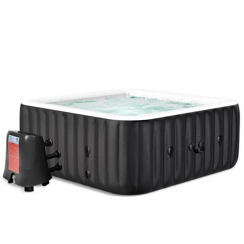 banheira de hidromassagem inflável 73 x73 x25 , para 6 , spa portátil quadrado para exterior com 130 de ar e bomba de , filtro detalhes 1