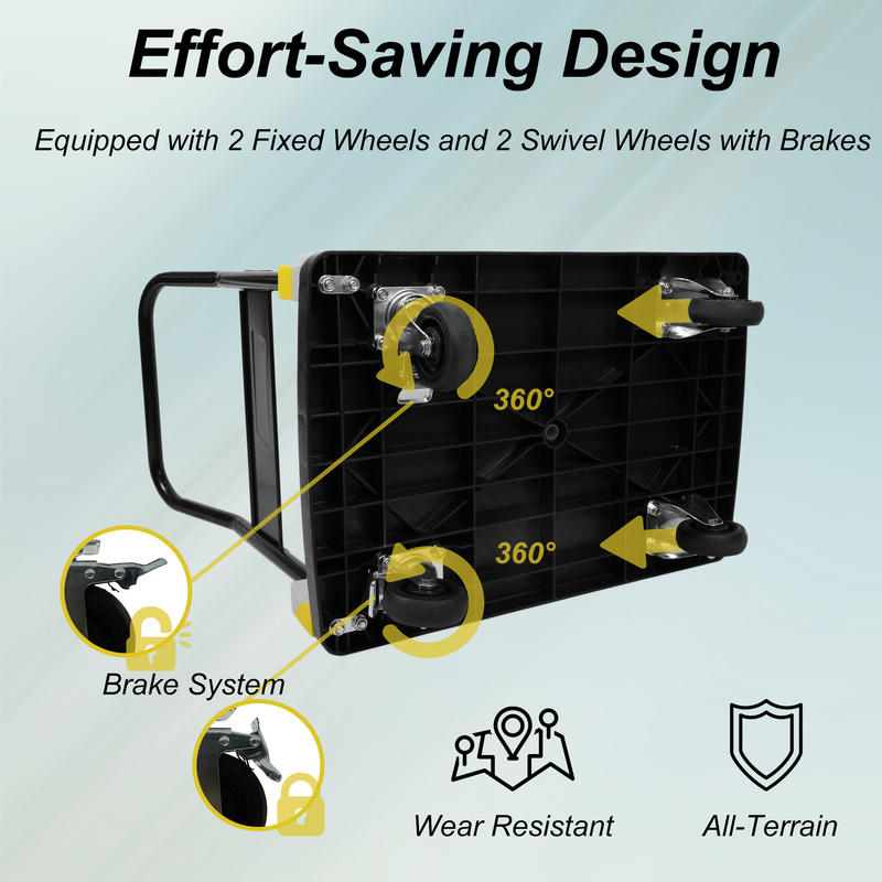 Foldable Platform Push Hand Truck Cart, 440 Lbs. Weight Capacity, 2