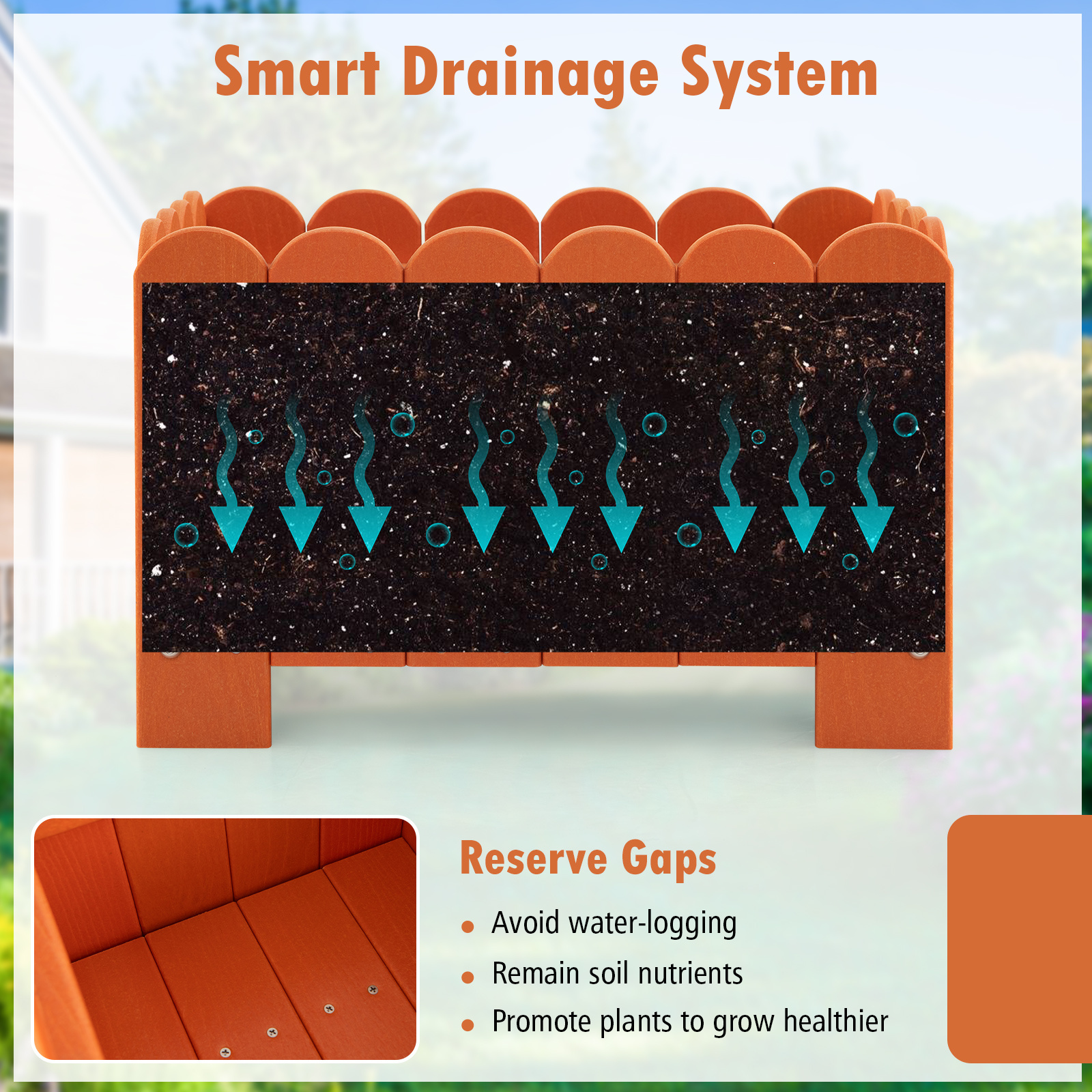 2 Pack Rectangular Planter Box, Weatherresistant Hdpe With Drainage