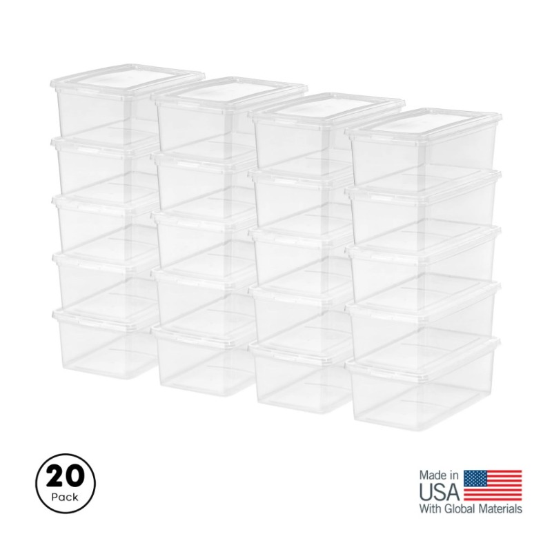 

5 Qt. Plastic Storage Bins With , Clear, Stackable , Containers 20pk