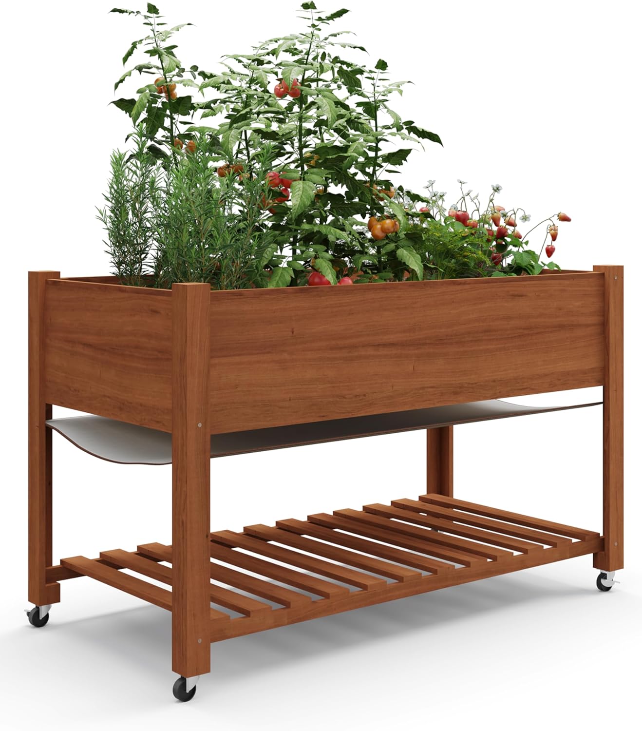 Raised Garden Bed With Legs 48x24x30in Mobile Elevated Wooden Raised