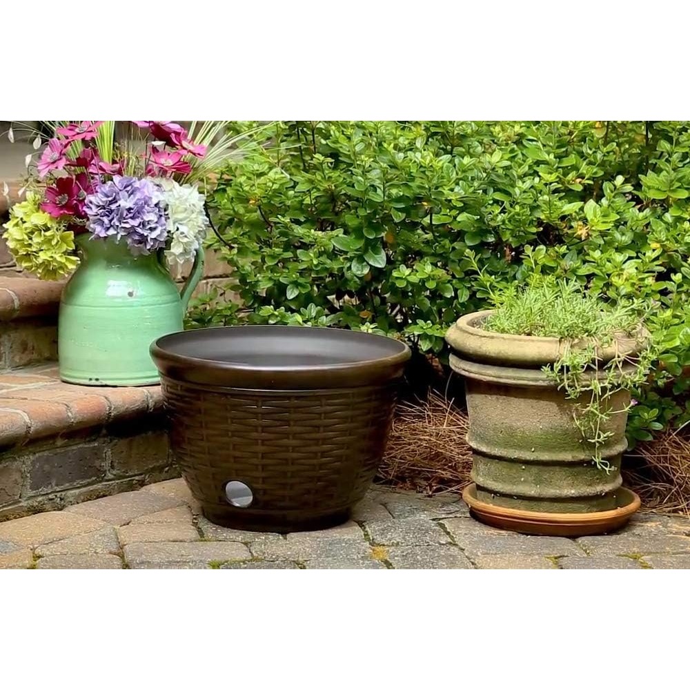 High Density Resin Wicker Design Garden Hose Pot Bronze Temu