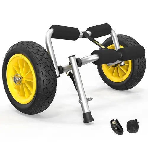 foldable aluminum kayak trailer with 10 solid tires universal kayak wheels t dolly for kayak canoe paddle board boat float mats