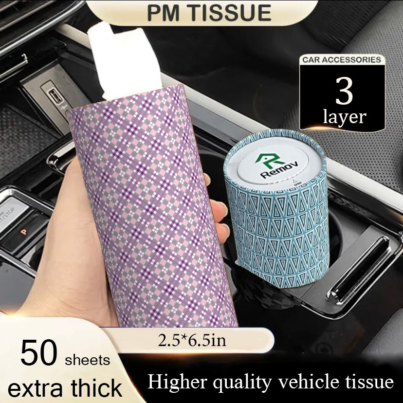 

5-pack Chic Floral Car Tissues Box - Stylish Round Case With Facial Tissues For Car Cup Holder, Home Dining Table, And Travel - Compact, Portable, And Design For Women And Men, Clearnace Items