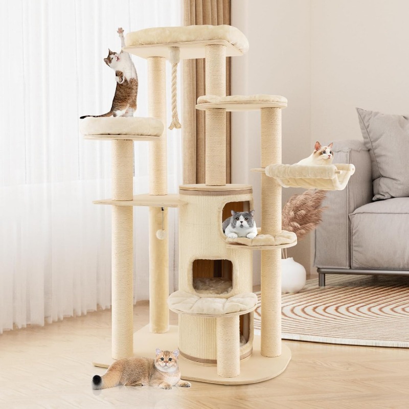Tall Cat Tree Multi level Modern Large Cat Tower Top Perch 3 Temu