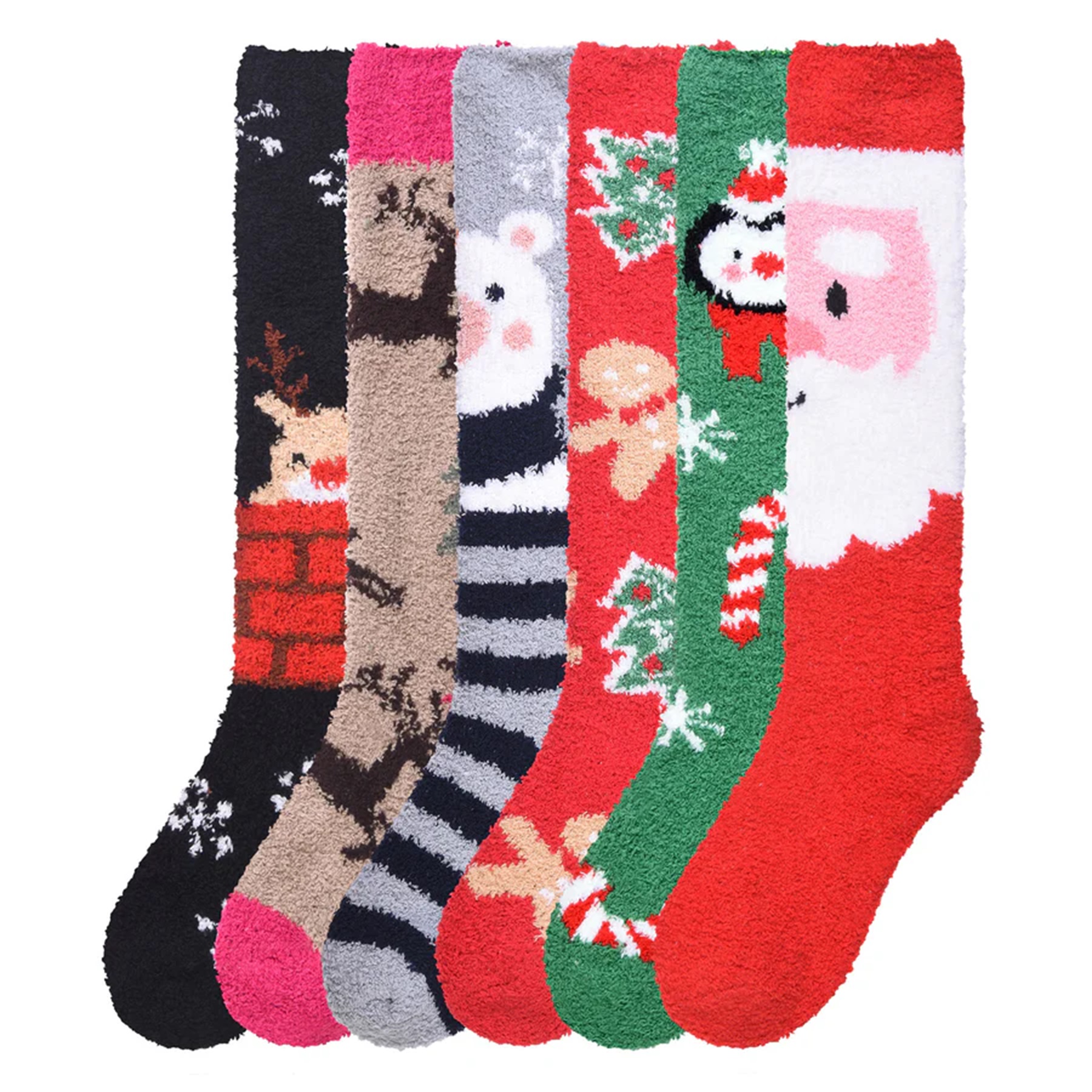 

6 Pack Ladies Winter Plush Soft Knee High
