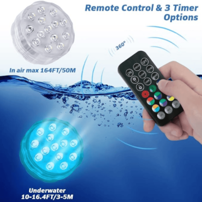 

16-color Led Pool Lights With Remote, Waterproof And Submersible