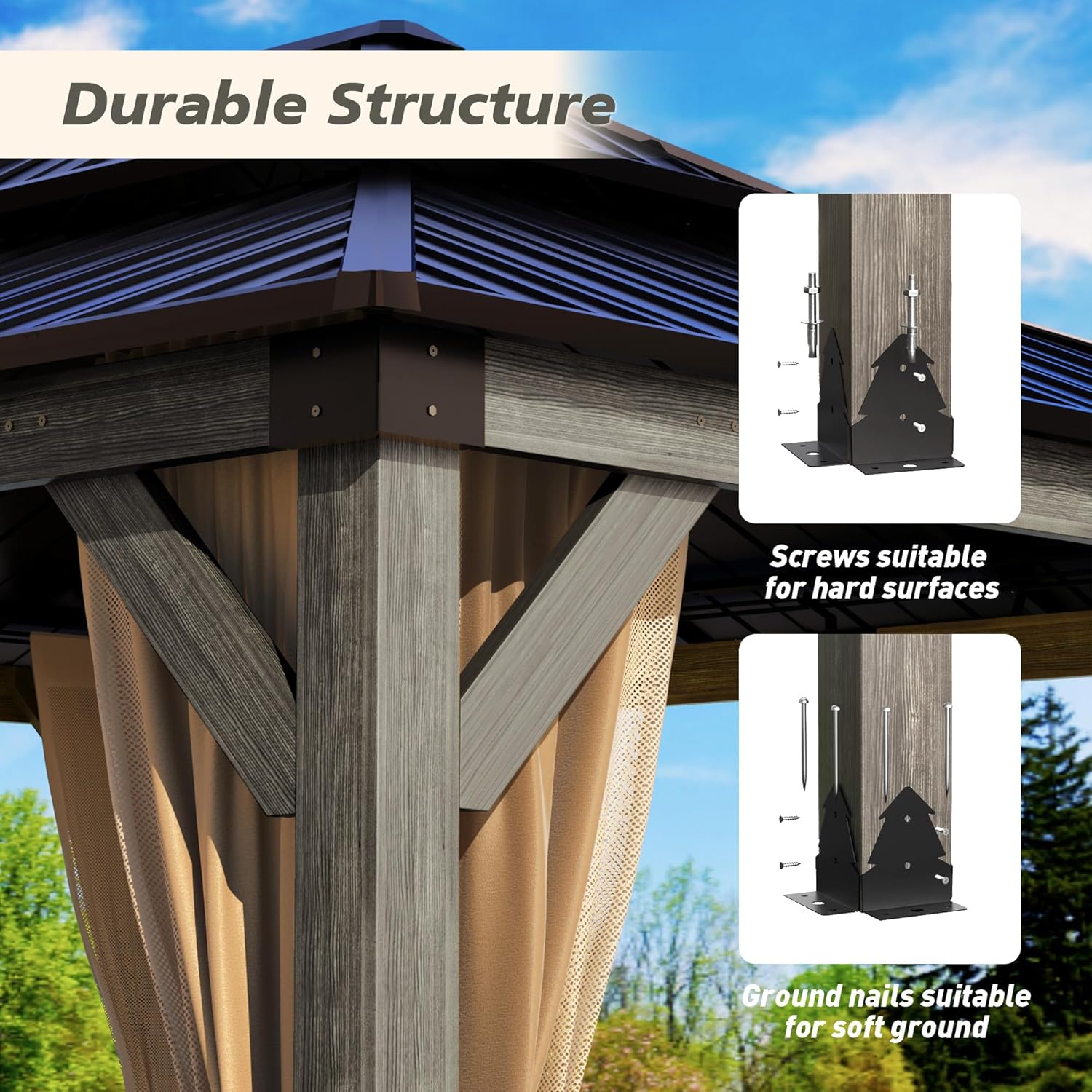 Gray Wood Gazebo Frame Gazebo Double Temu