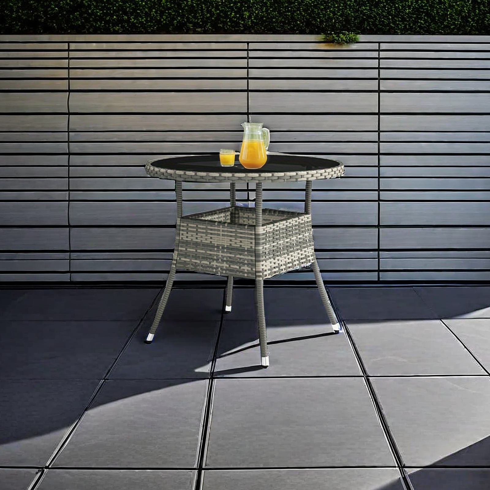 Outdoor Patio Round Bistro Table Glass Tabletop Weather Temu