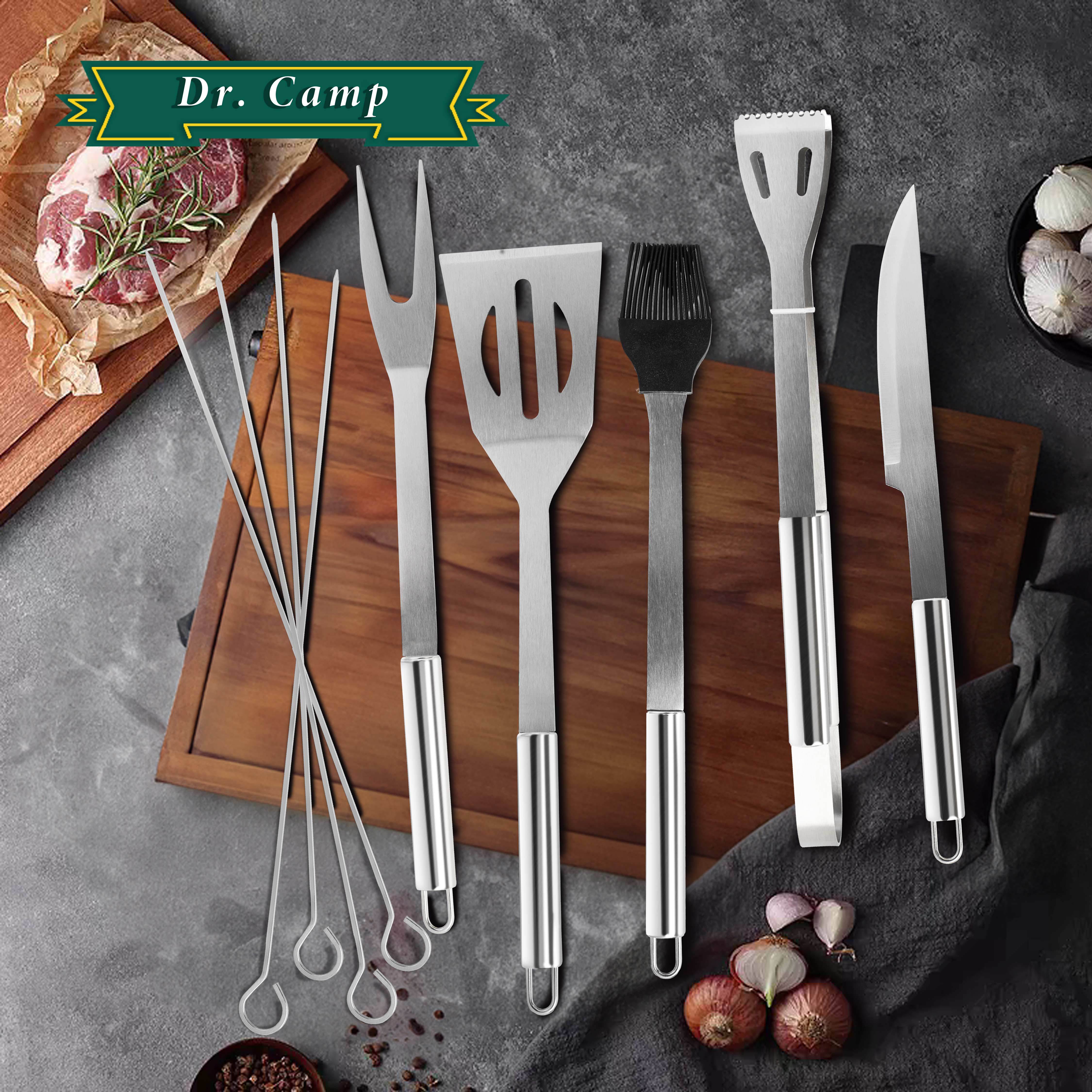 

Dr. Camp 9 Pcs Grill Accesories,grill Set Tools, Stainless Steel Material, Bbq Tool Set