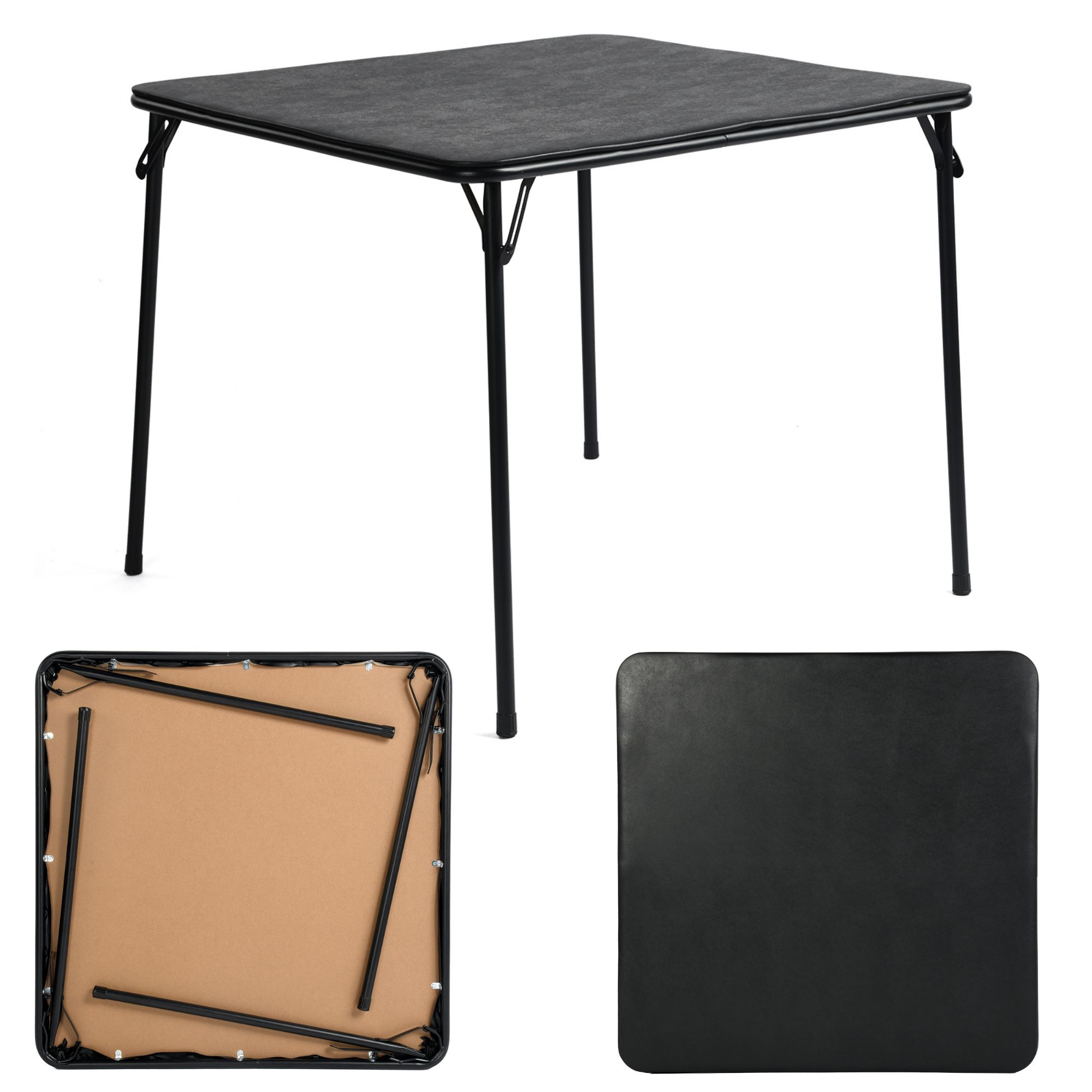 

33.9'' Outdoor Folding Table, 4ft Portable Camping Table With Metal Frame, Black Folding Card Table For Picnic, Party, Camping, Pvc Surface, Easy To Clean