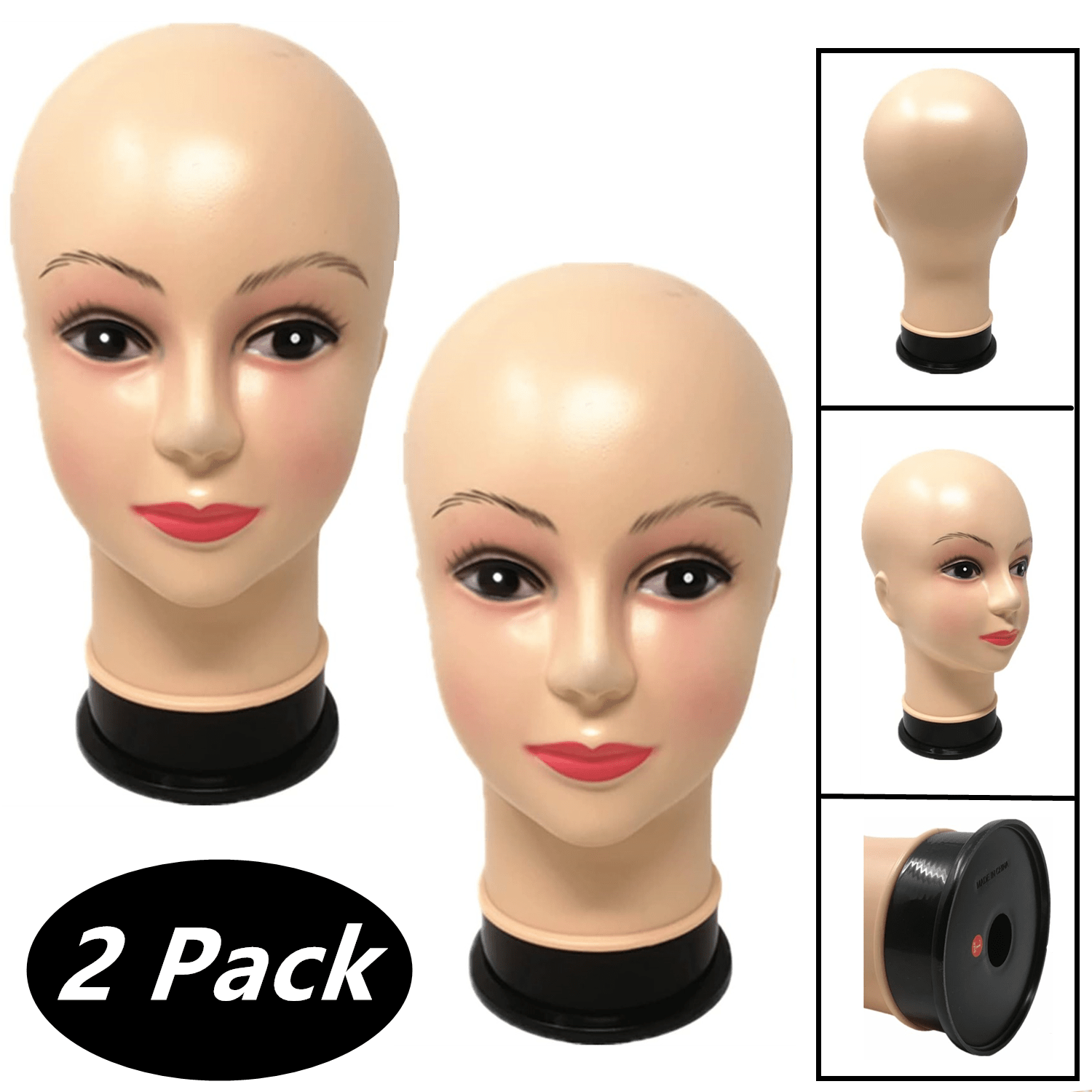 

2 Pack Female Bald Mannequin Doll Head For Wig Making, Hats, Eyeglasses, Displaying