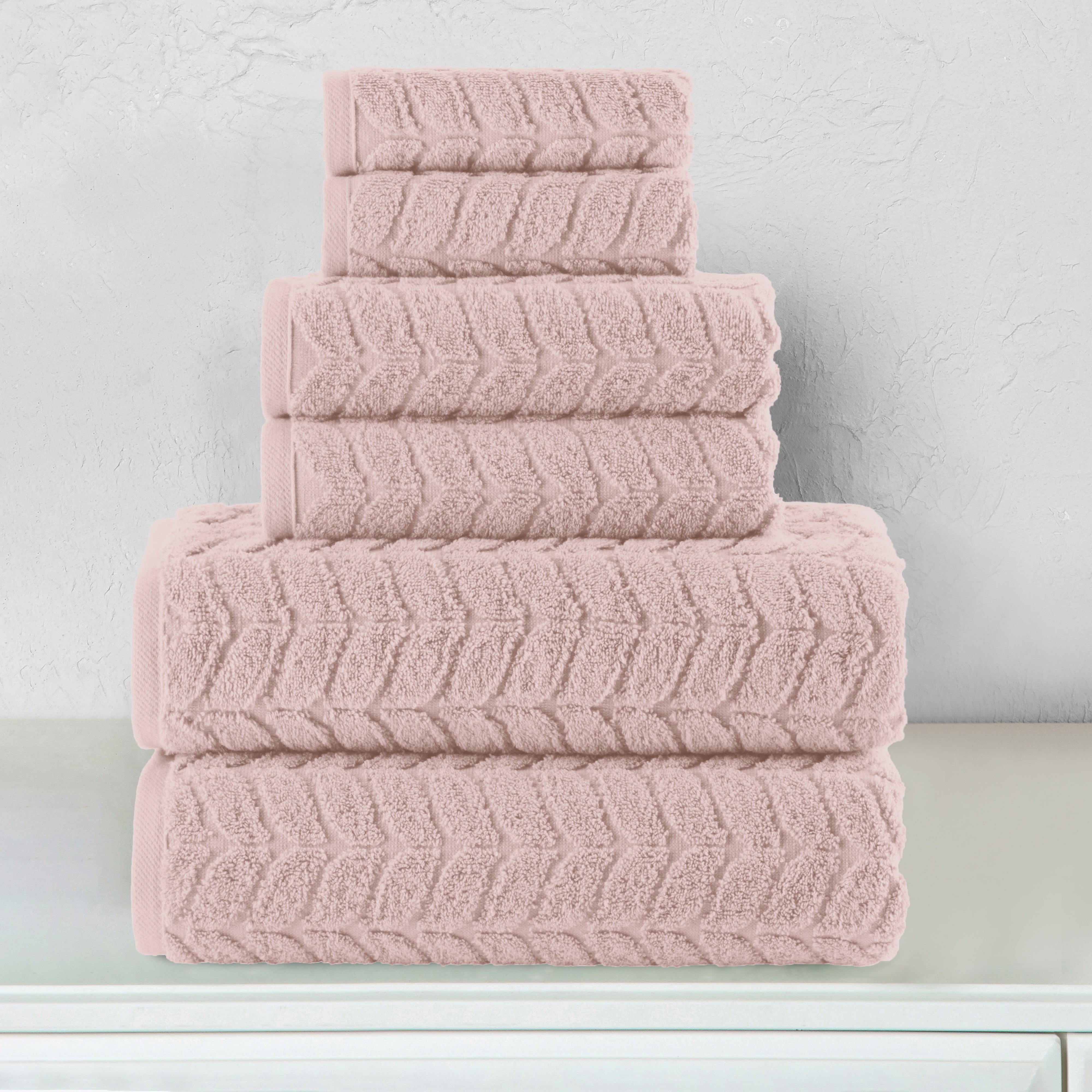 

6-piece Turkish Cotton Braided Towel Set, 2 Washcloths, 2 Hand Towels And 2 Bath Towels