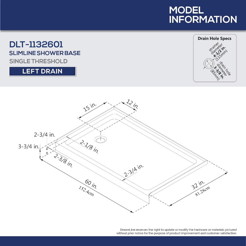 D X . W X 2 . H Left Drain Single Shower Base In Temu