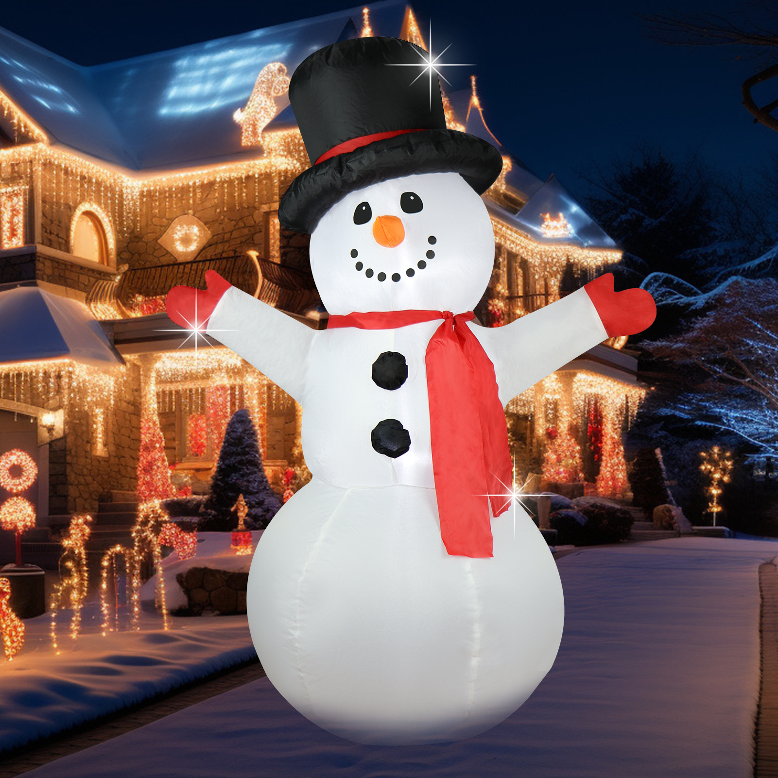 

4 Ft Christmas Inflatable Snowman Decorations With Scarf: Holiday Decor - Includes Fan & Transformer, Ideal For Christmas, , Celebrations