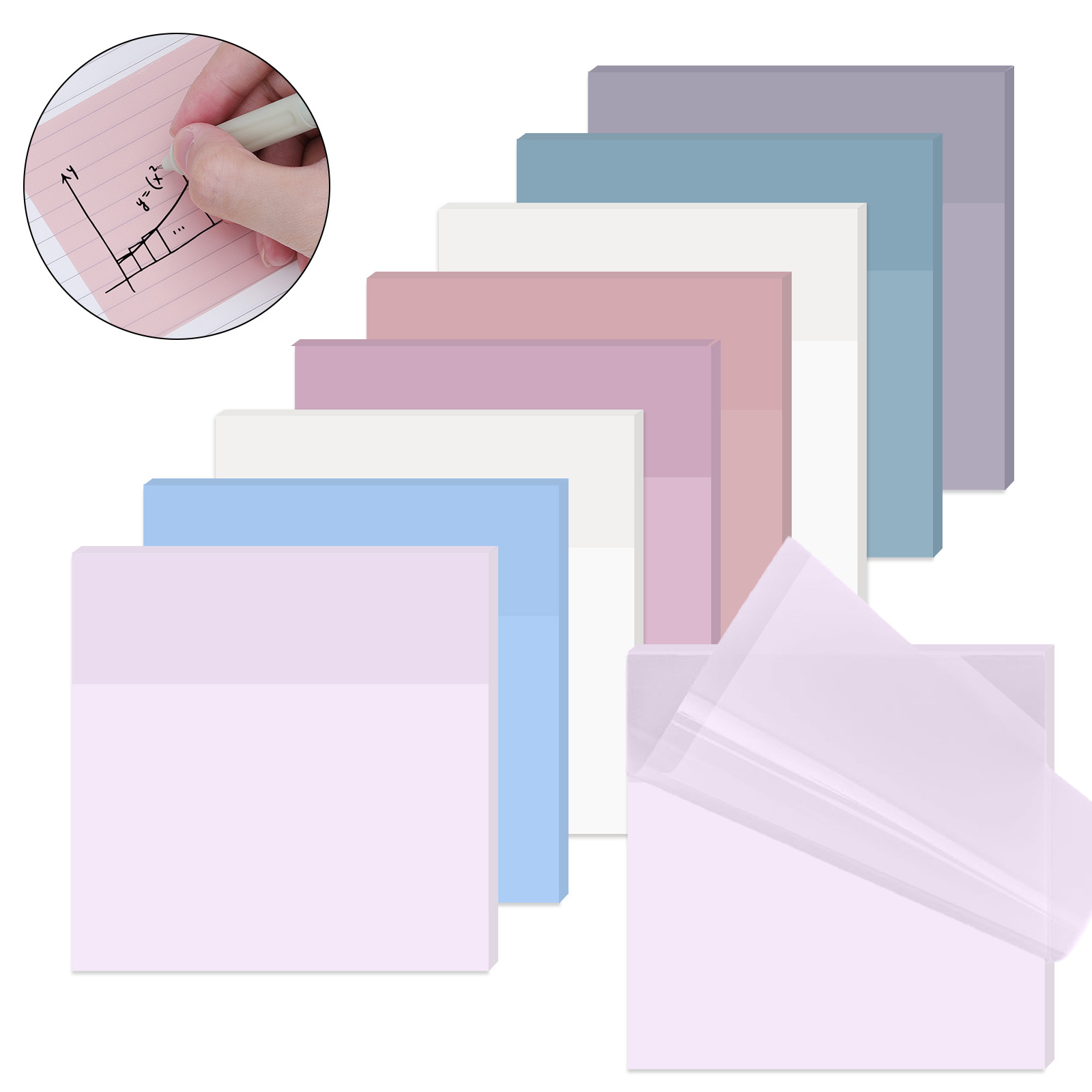 

Whonline 8pcs Pastel Transparent Sticker, 3x3 Inches, Clear Tabs, Translucent Page, Flags Book Markers Stickers, Study Office School Supplies, Christmas Gift.