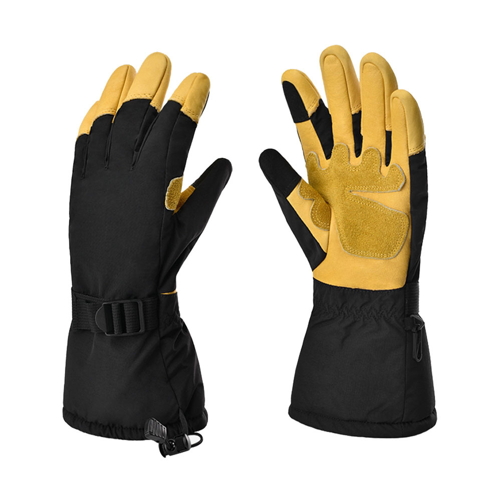 

Deerskin Leather 3m Tinsulate Insulation Warm Touchscreen Winter Gloves Ski Snowboard Cycling Bike Long Sleeve Yellow Black