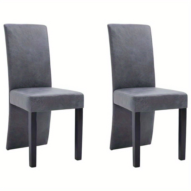 Dining Chairs 2 Pcs Gray, Aux Suede Leather, , For Living Room, Dining