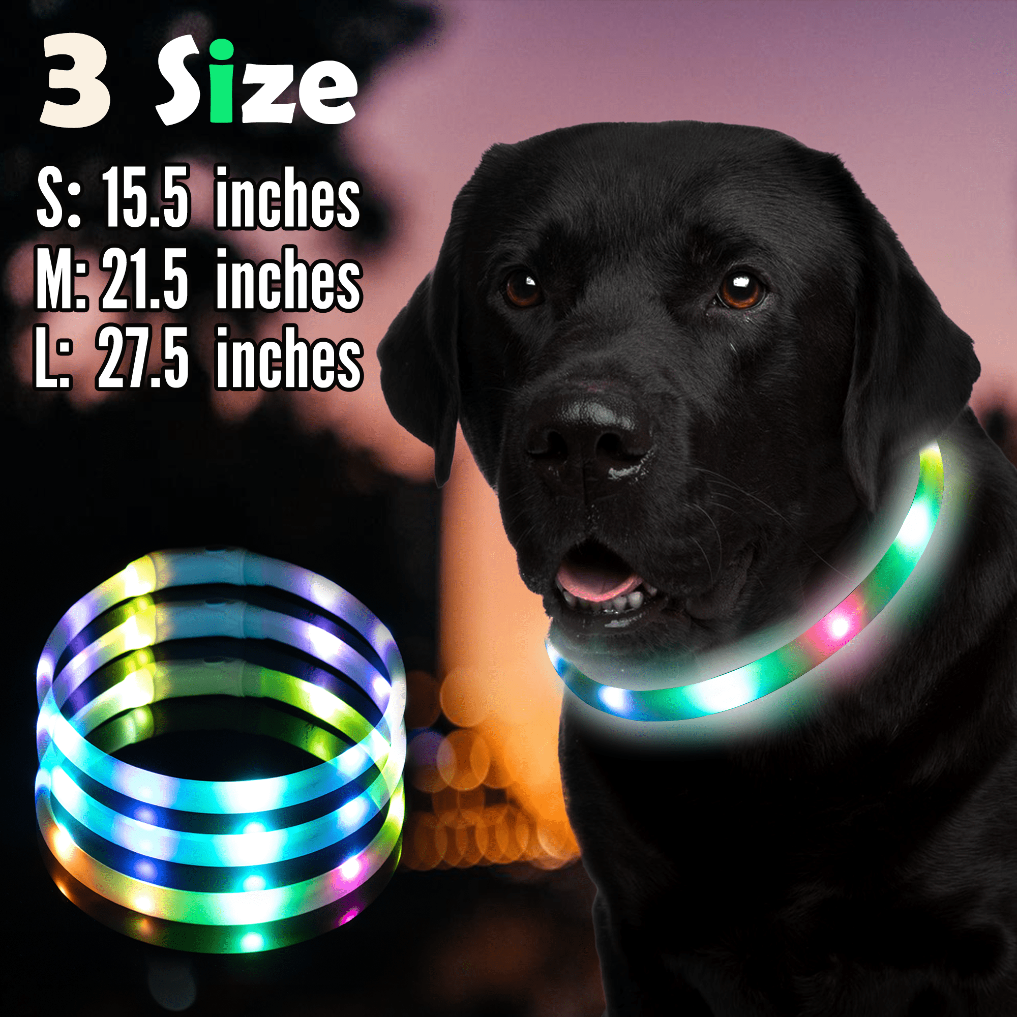 

Rgb Led Dog Collar Usb Rechargeable Light Up Dog Collars For Night Walking Lighted Safety Training & Behavior Aids For Small Medium And Large Dogs