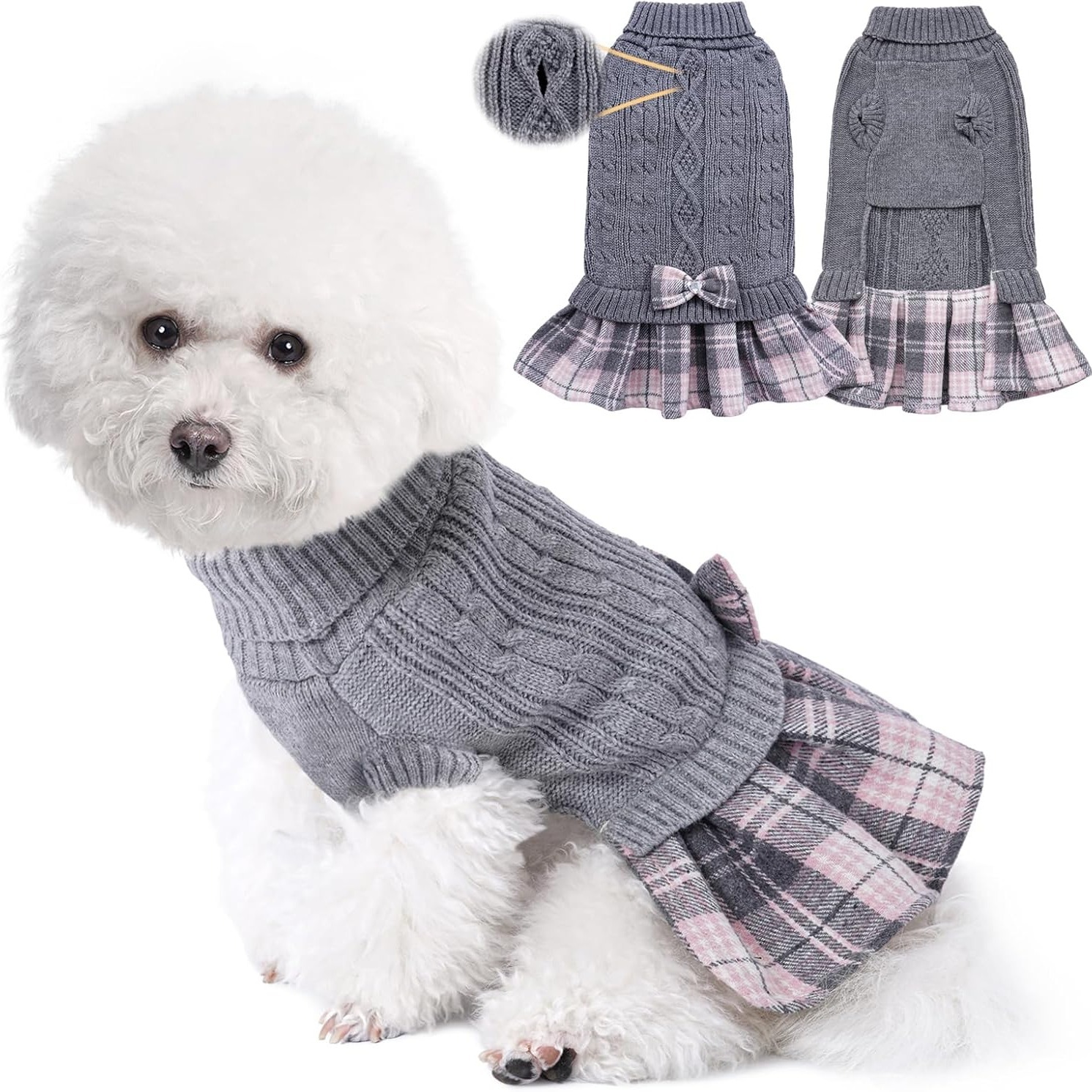 

Dog Sweater Dress For Small Dogs Winter Warm Dog Turtleneck Sweater Soft Puppy Knitwear Clothes Cute Doggie Dresses For Teacup Dog Yorkie Chihuahua