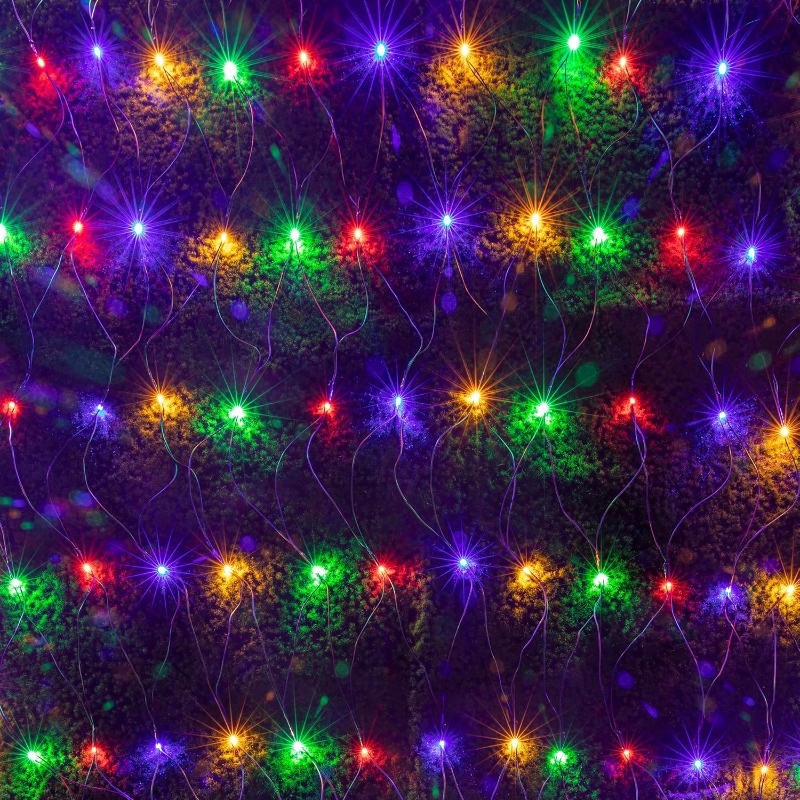 TEMU 360 Led 13.1ft X 6.6ft Net Mesh String Lights - 8 , Multicolor, Indoor & Outdoor Decor For Christmas, Wedding, Party, Home, Garden, Lawn, And Bushes