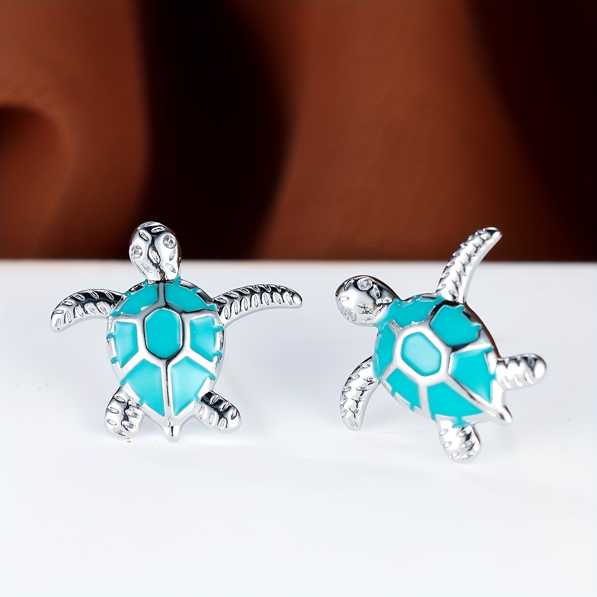 

S925delicate And Cute Green Opal Turtle Earrings Women Simple Korean Silver Animal Earrings Mom Birthday Holiday Jewelry Gift