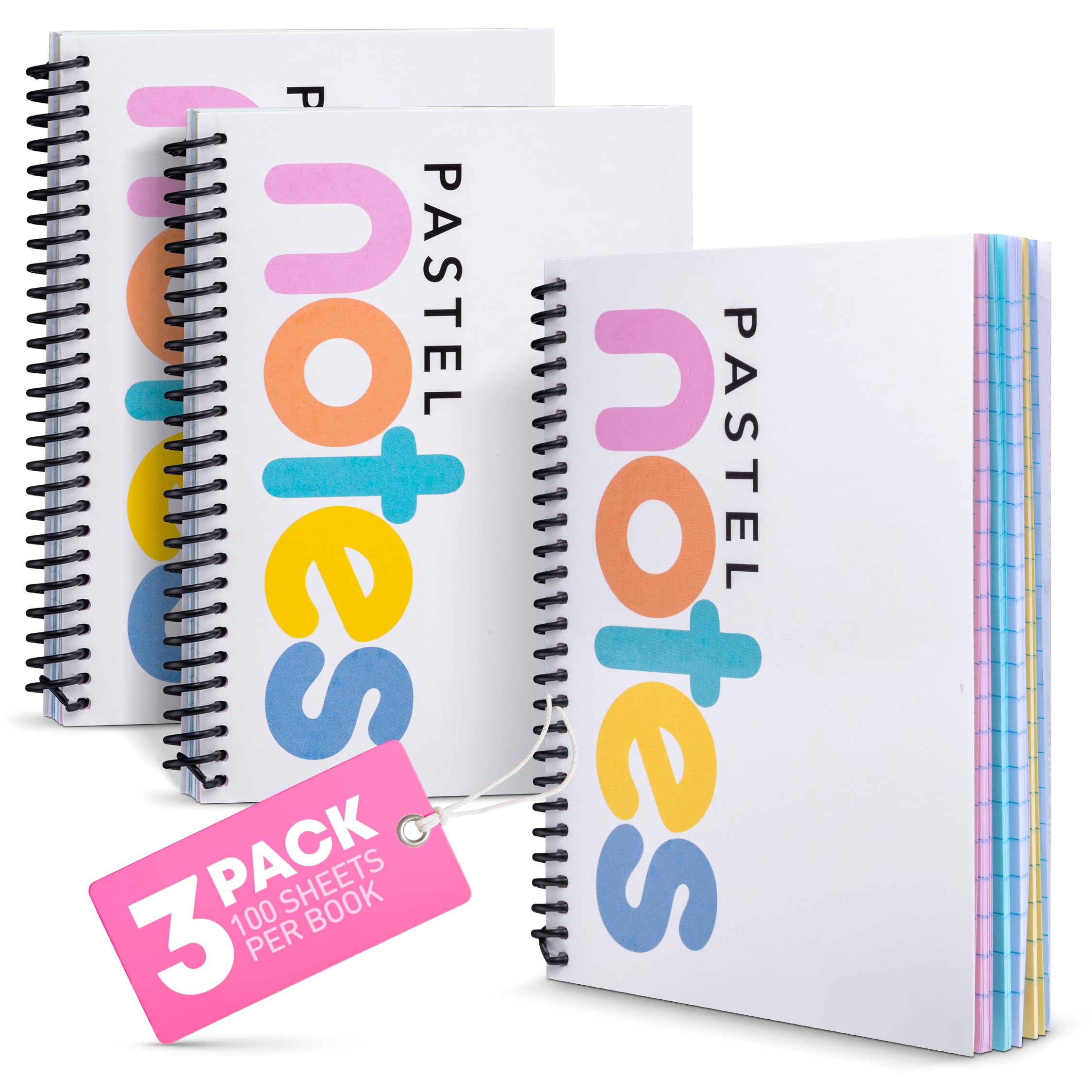 

Spiral Notebook With Pastel Colored Pages, 5x7" Perforated Notepad With College Ruled Paper, Sheets/200 Pages, 3 Pack