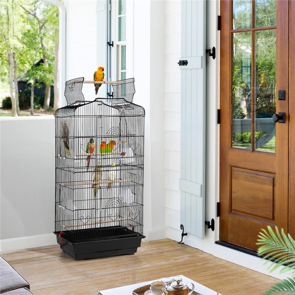 TEMU Halloween 41-inch Open Top Metal Parrot Bird Cage With Slide-out Tray, 4 Feeders & , Ideal For Budgies, Parrots, , Cockatiels, Conures & More