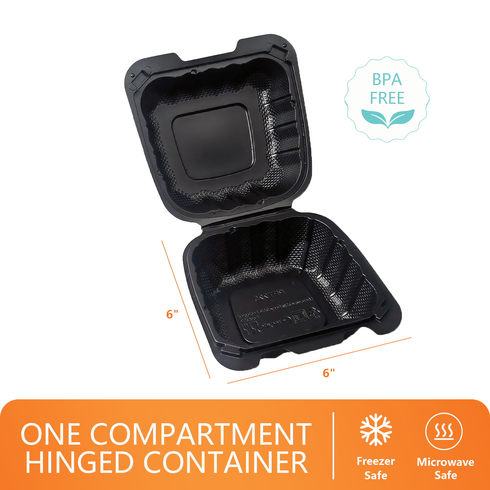 

250 Pack Or 150 Pack Apsic To Containers - Clamshell Food Containers With - Disposable Heavy Duty Plastic Hinged Meal Prep Containers Boxes For Lunch - Microwave & Freezer Safe, Black