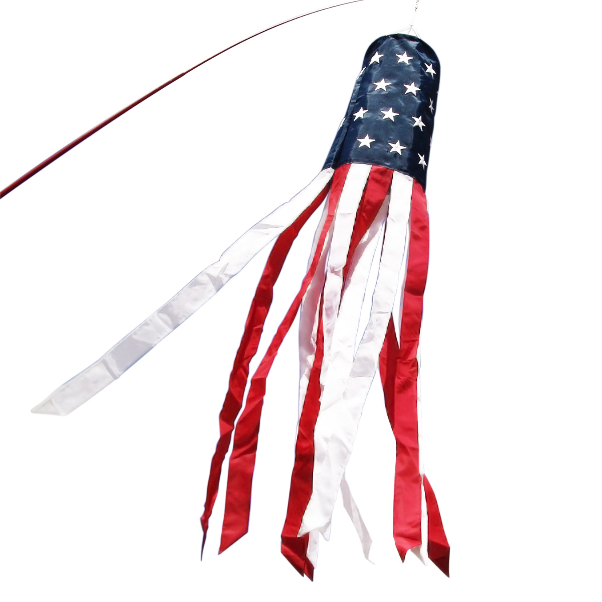 

Anley 60 Inch American Us Flag Windsock, Stars & Stripes Usa Patriotic Decorations - Embroidered Stars And Fade Resistant - 5 Feet