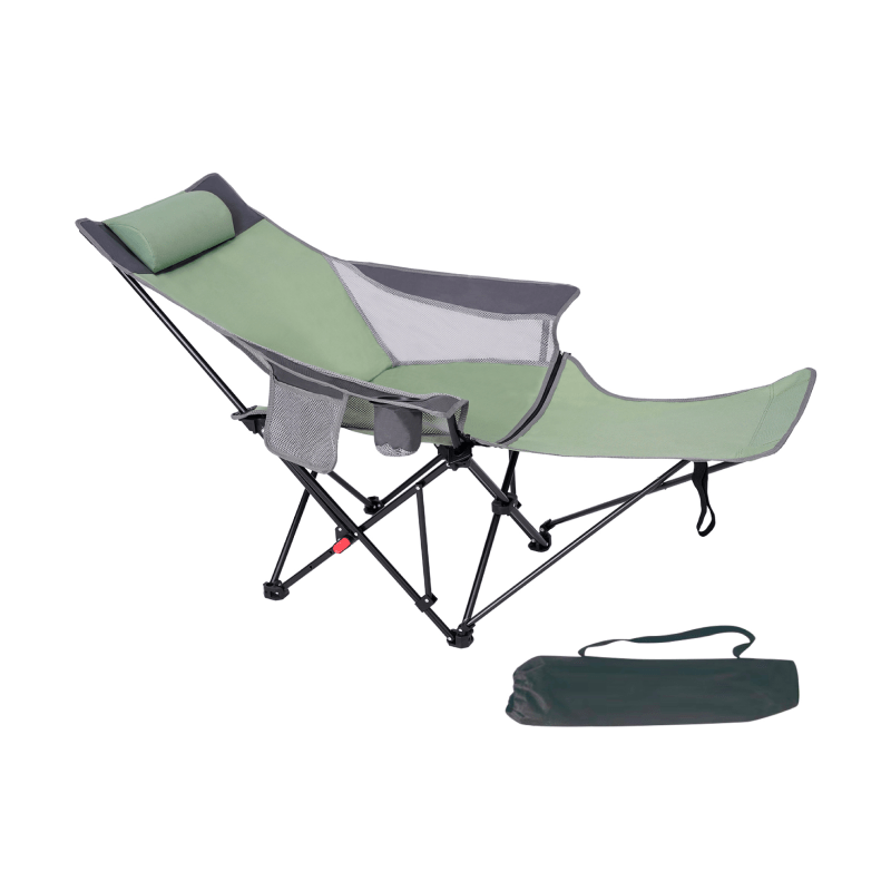 

Portable Camping Chair With Armrests And Removable Footrest, Folding Reclining Lounge Chair, Adjustable Backrest With Multiple , Sturdy , Breathable Mesh, Extra Storage Pockets, 270lbs Weight Capacity