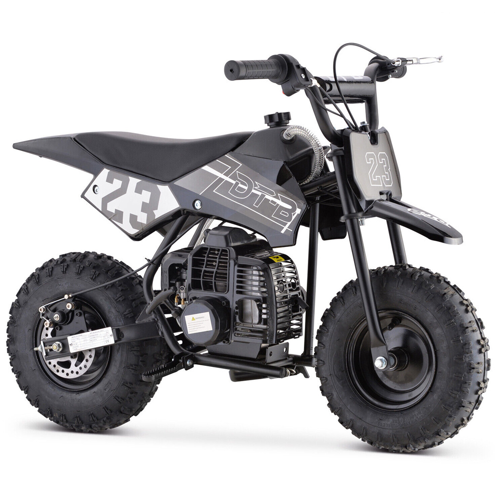 mini off road dirt bike db002 model   2   gas bike with off rode tire suspensions disc brakes   160lbs   18mph