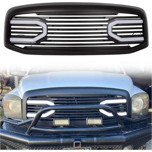 Speed Daddy LED DRL Honeycomb Mesh Grille For Dodge Ram 1500 2500 3500 2006-2009 – Matte Black