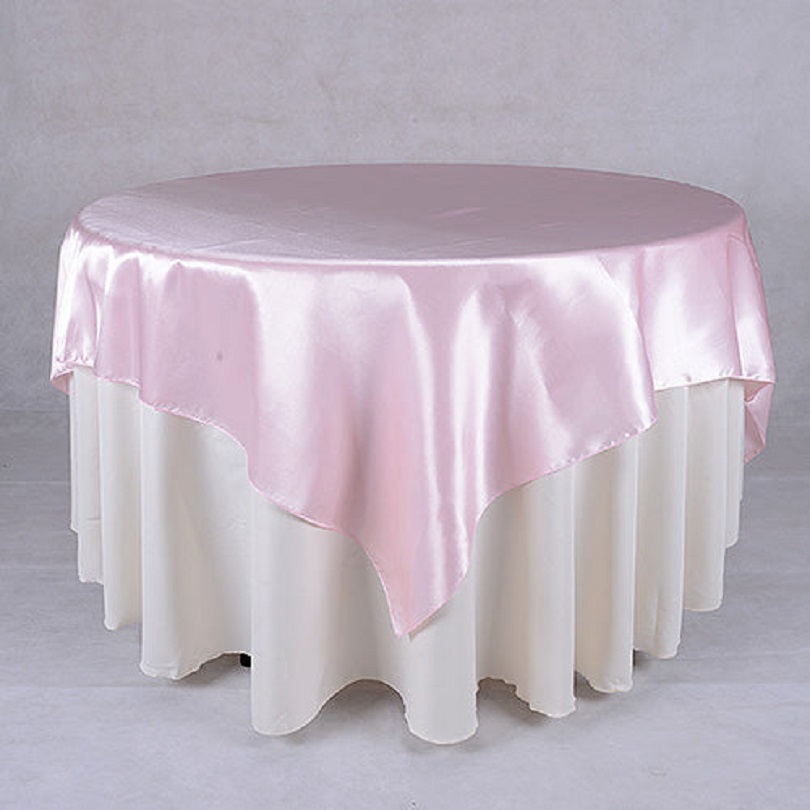 

90 X 90 Inch Satin Table Overlay For Wedding, Banquet, Restaurant And Parties