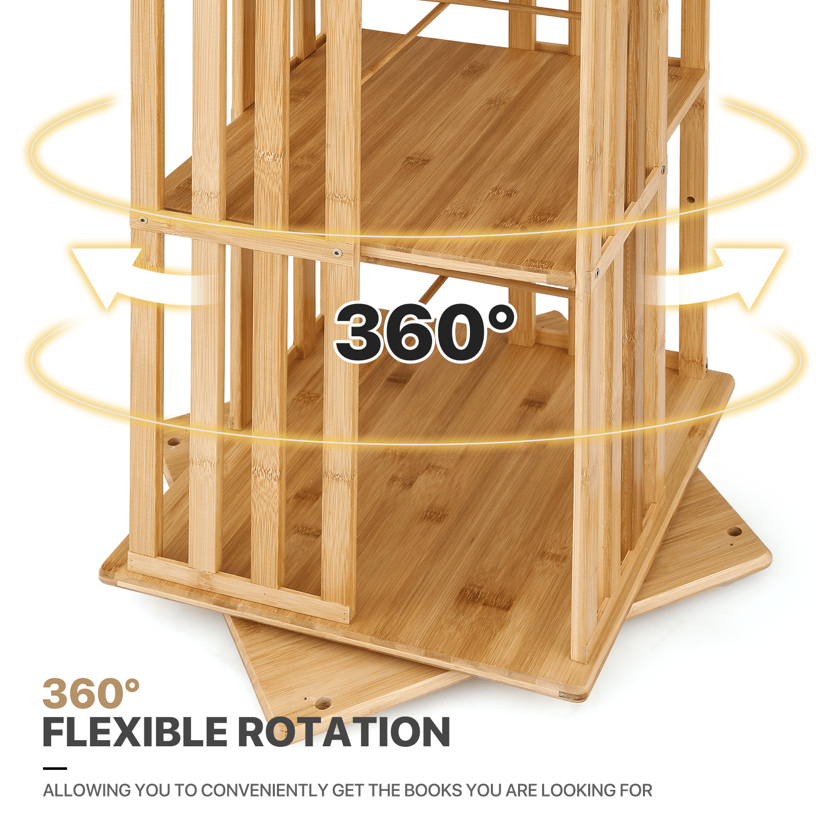MoNiBloom 360 Degree Rotating Tall Bookshelf, 6 Tier Bookcase Corner Storage Organizer Display Shelf Rack Organizer for Home Office