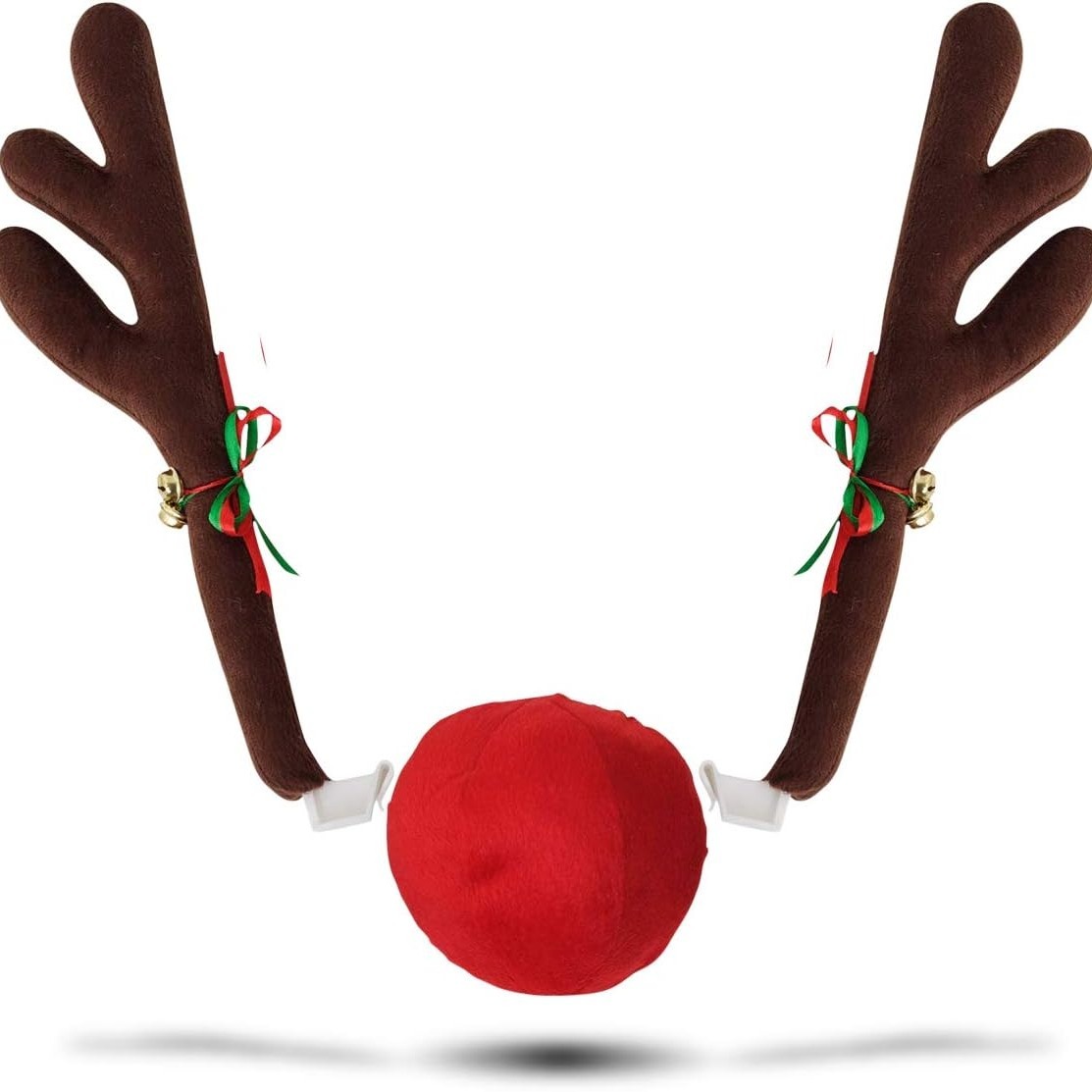 TEMU Christmas Car Reindeer Antlers And Nose Set - Car Accessory Antlers And Nose Car Costume Decoration Set For Holiday