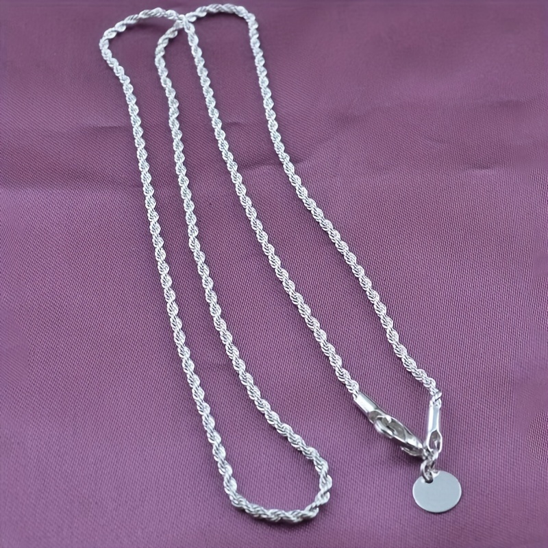 

1 925 Silver Twisted Chain Necklace, Simple Hip-hop Style, Suitable For Women, Shining Daily Jewelry, Basic Fashion Accessories, Multiple Specifications