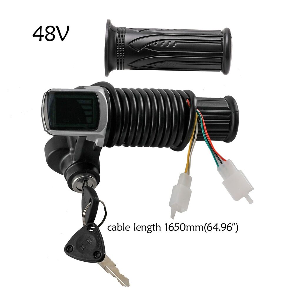 

48v Twist Throttle Grips W/ Electric Key Lock Power Indicator E Bike Go Kart Atv