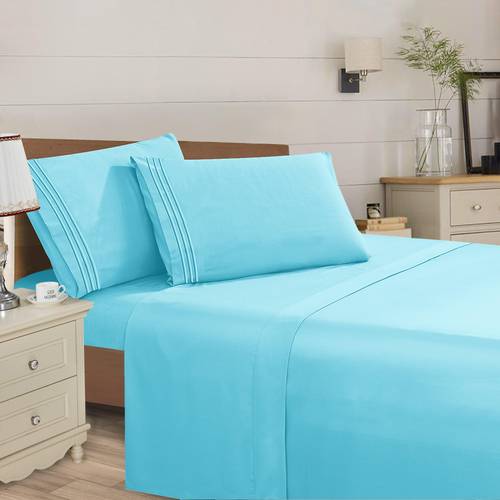 essential solid embroidery soft as 4 piece sheet set bright shades