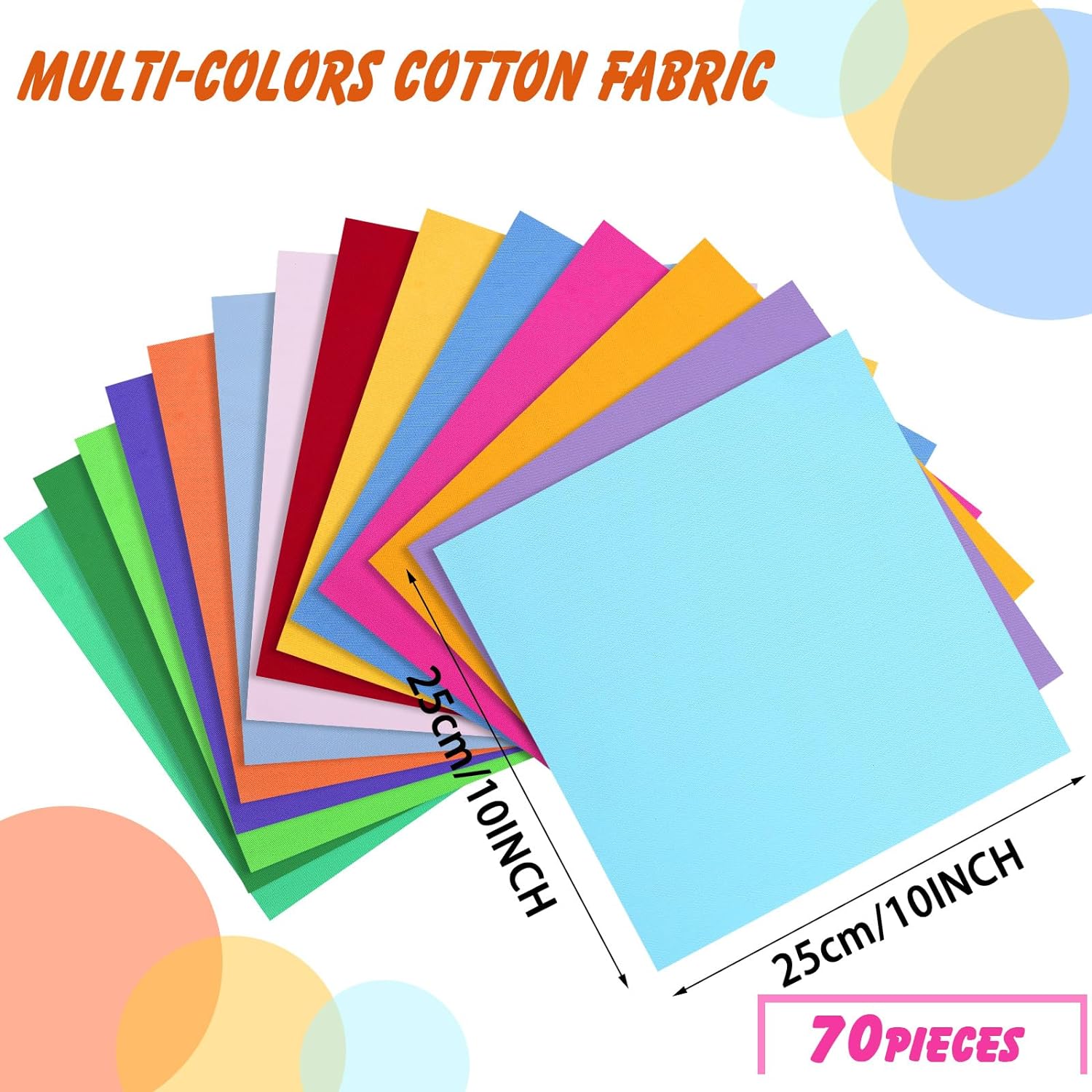 

70pcs 10x10 Inch Cotton Fabric Square Patchwork Fabrics For Diy Crafts Solid Color