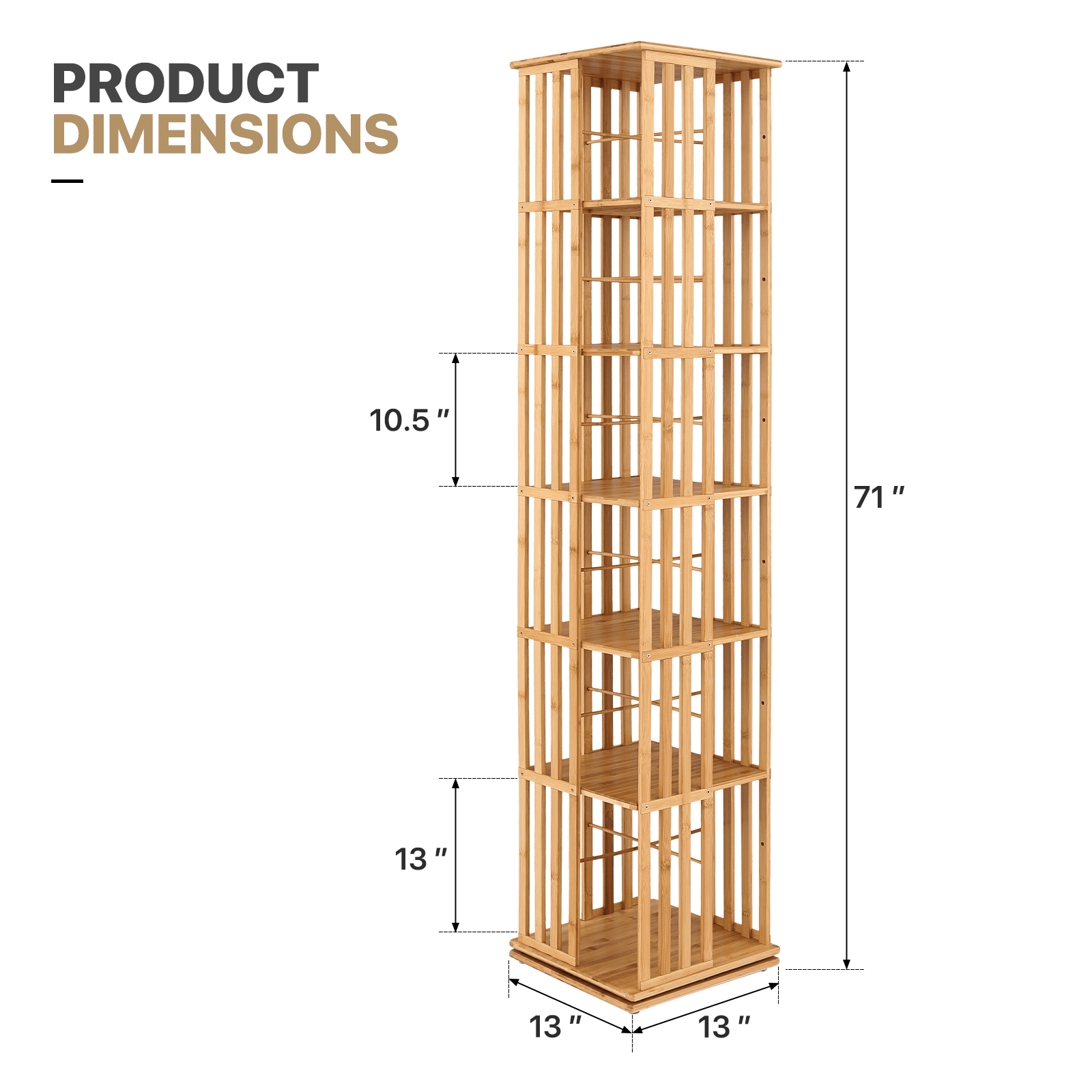MoNiBloom 360 Degree Rotating Tall Bookshelf, 6 Tier Bookcase Corner Storage Organizer Display Shelf Rack Organizer for Home Office