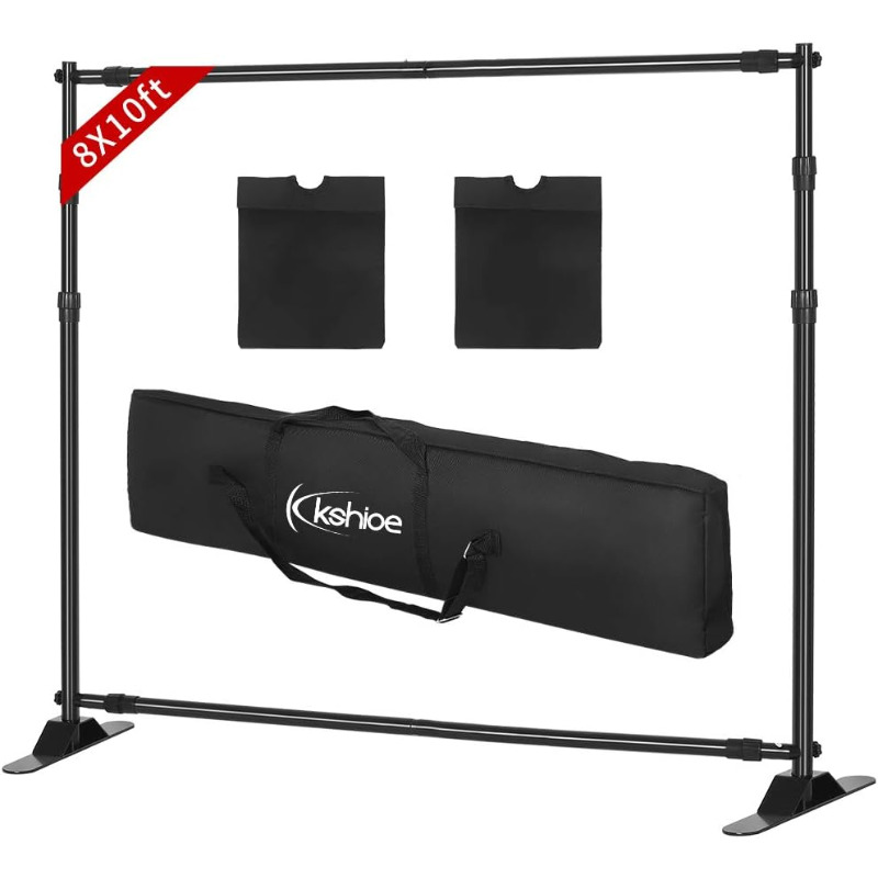 

10x8 Ft Backdrop Banner Stand Adjustable, Photography Background Stand Step And Stand Heavy Duty For Trade Show