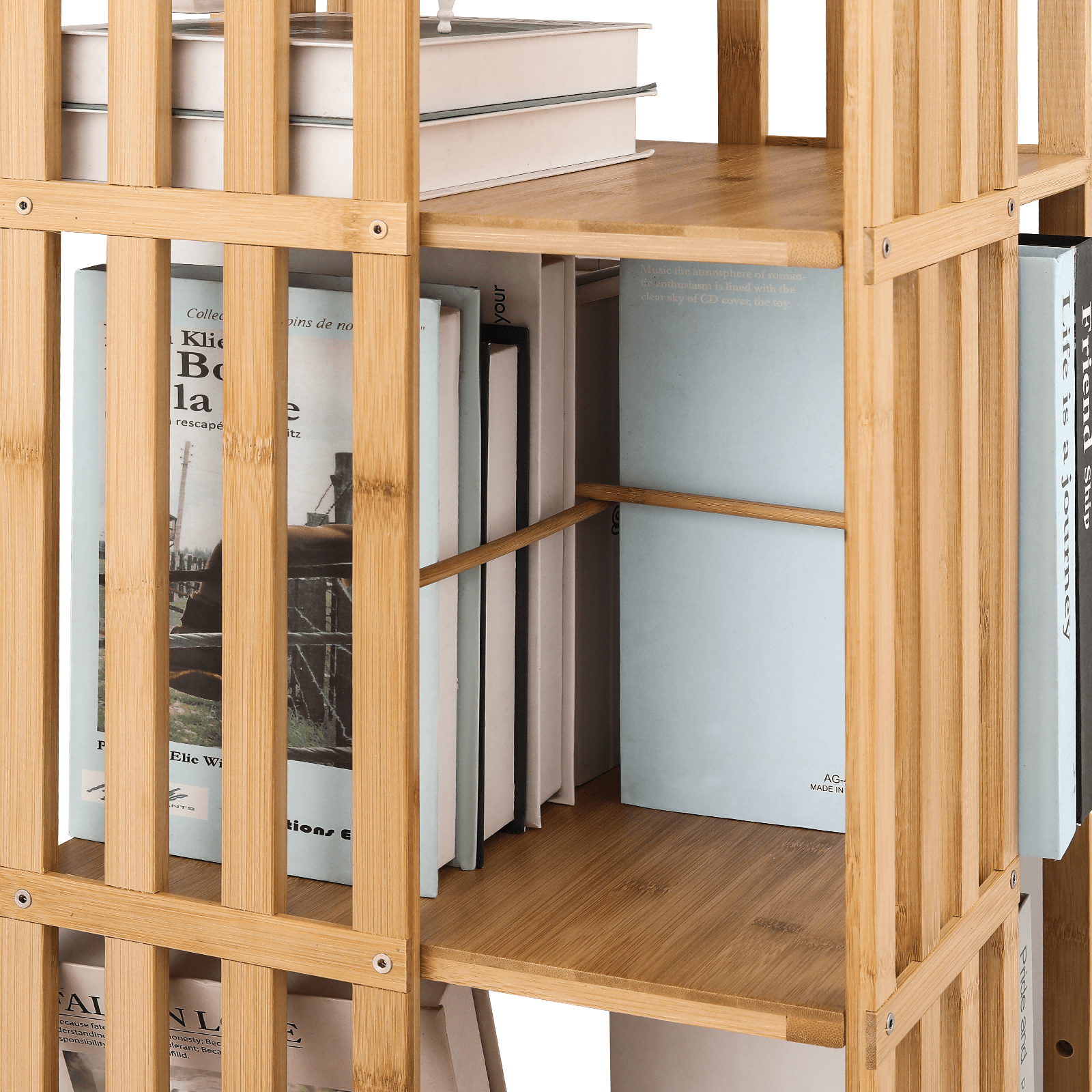 MoNiBloom 360 Degree Rotating Tall Bookshelf, 6 Tier Bookcase Corner Storage Organizer Display Shelf Rack Organizer for Home Office