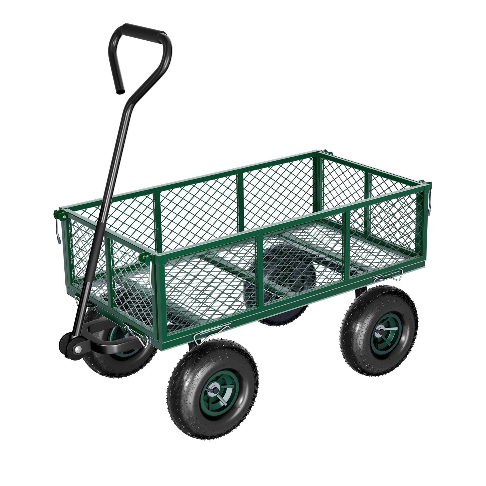 

Heavy-duty Steel Garden Cart - 500 Lbs Capacity, Carts With Removable Mesh Sides, 180° Rotating Handle, Fit For Outdoor Garden, Lawn, Yard